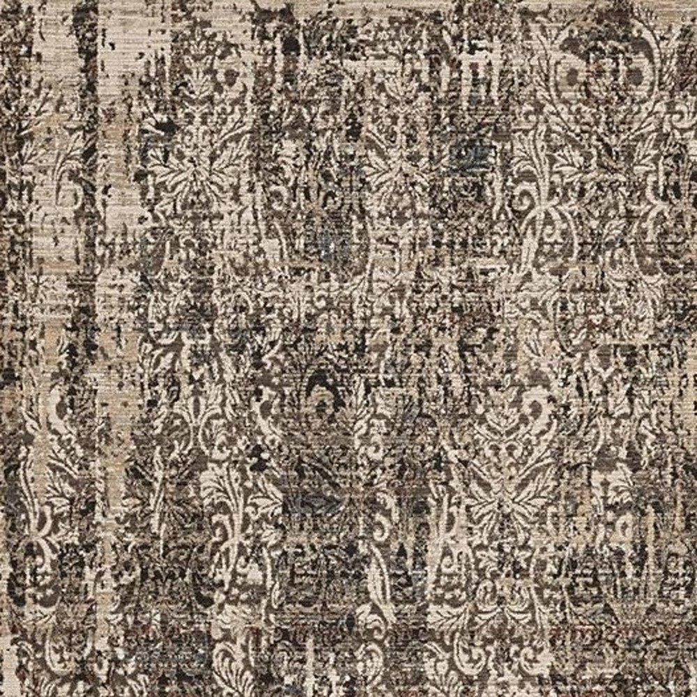 5' X 8' Gray And Tan Oriental Distressed Area Rug
