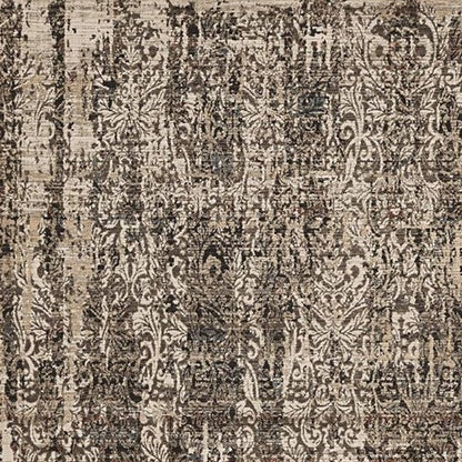 5' X 8' Gray And Tan Oriental Distressed Area Rug