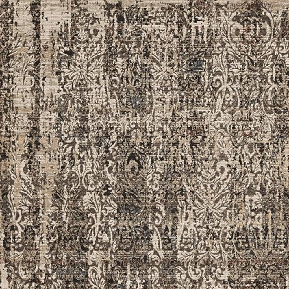 4' X 6' Gray And Tan Oriental Distressed Area Rug