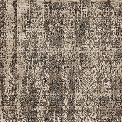 4' X 6' Gray And Tan Oriental Distressed Area Rug