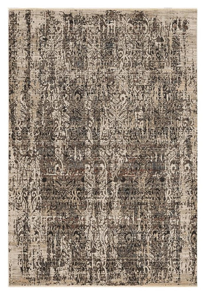 5' X 8' Gray And Tan Oriental Distressed Area Rug