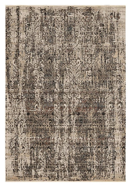 5' X 8' Gray And Tan Oriental Distressed Area Rug