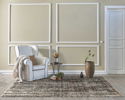 4' X 6' Gray And Tan Oriental Distressed Area Rug