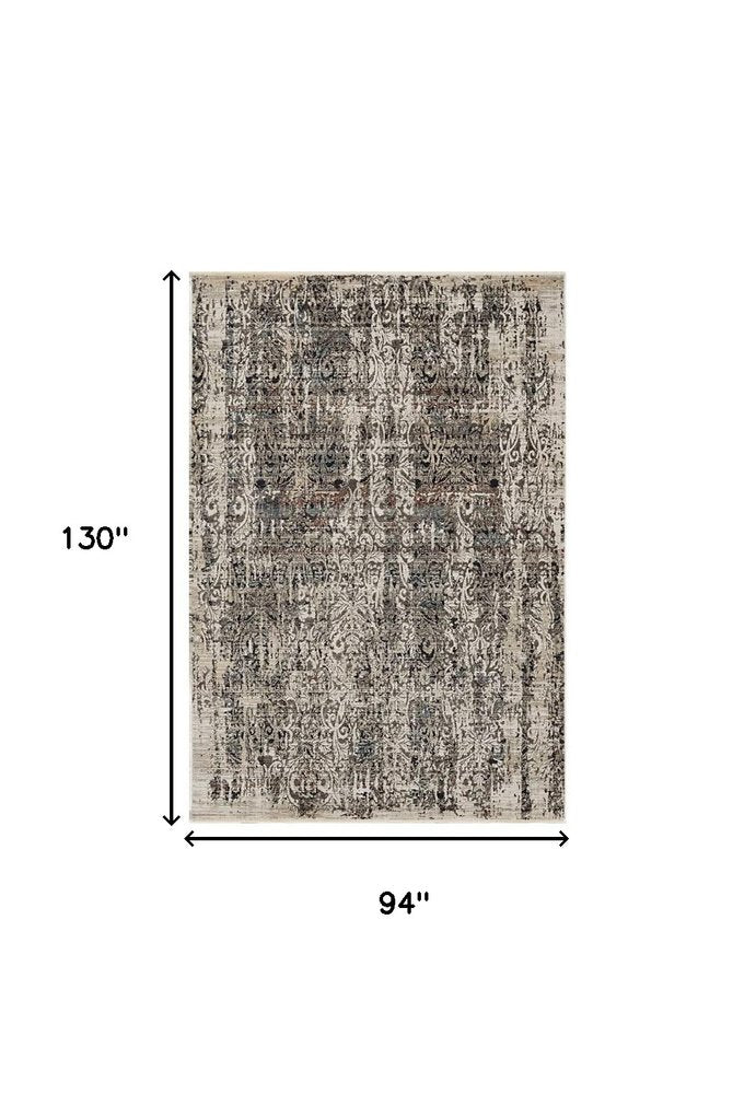 5' X 8' Gray And Tan Oriental Distressed Area Rug