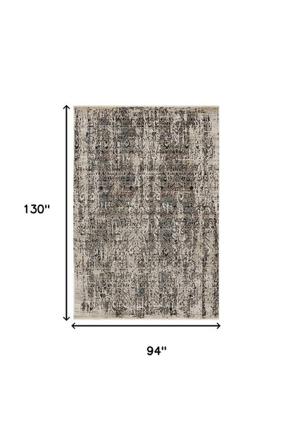 5' X 8' Gray And Tan Oriental Distressed Area Rug