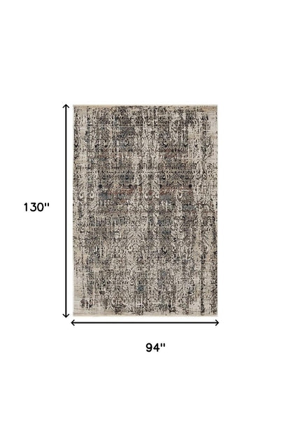 4' X 6' Gray And Tan Oriental Distressed Area Rug