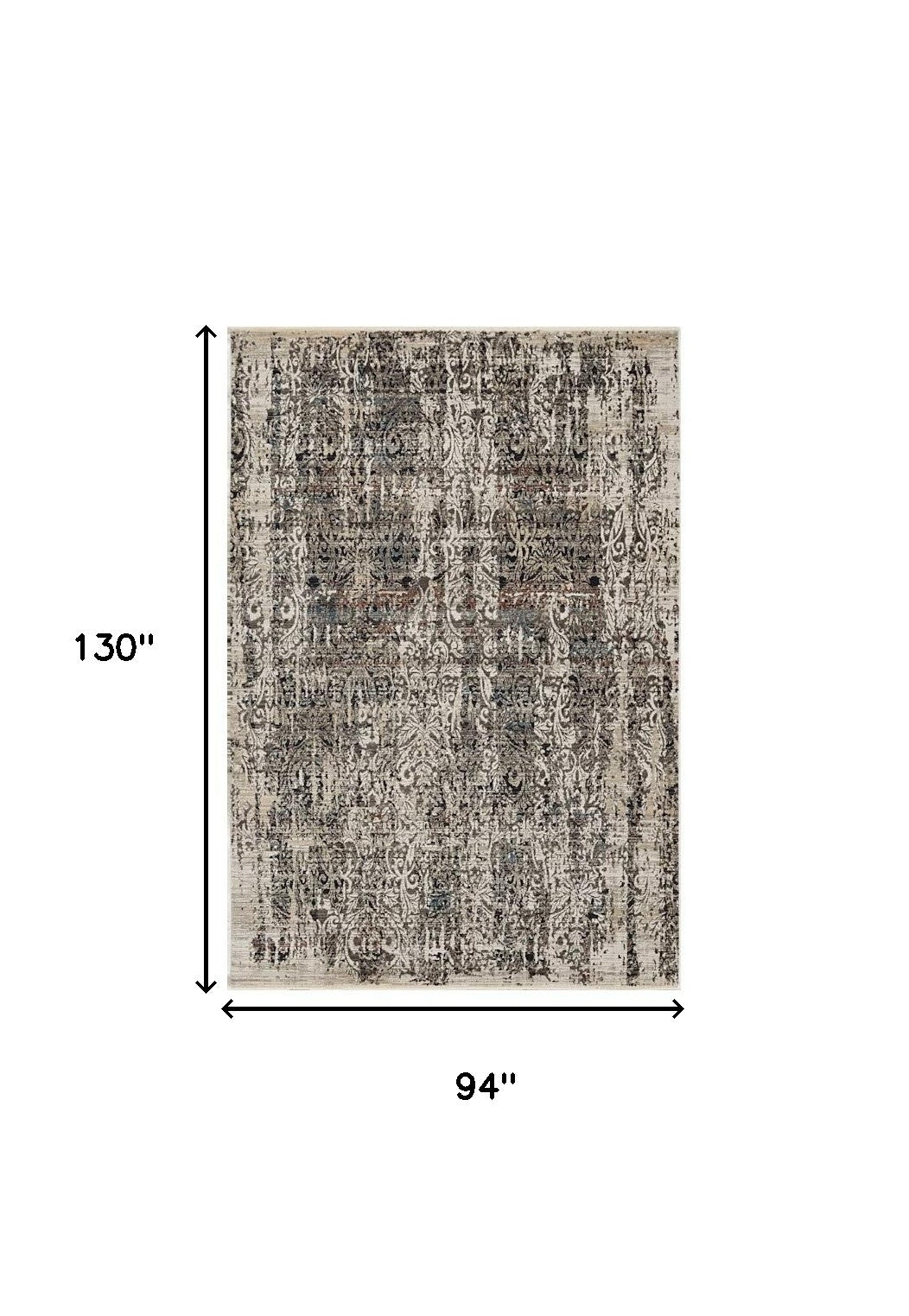 4' X 6' Gray And Tan Oriental Distressed Area Rug