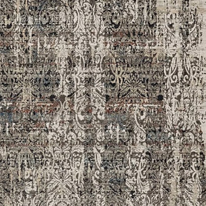 5' X 8' Gray And Tan Oriental Distressed Area Rug