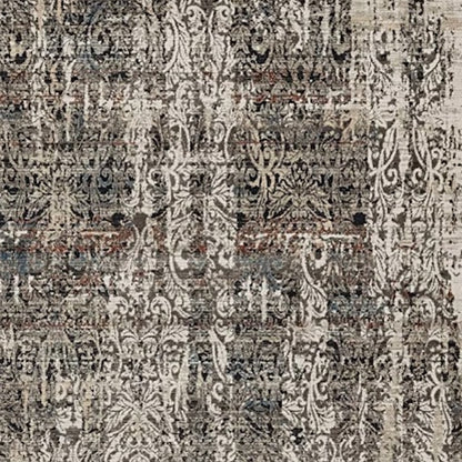 4' X 6' Gray And Tan Oriental Distressed Area Rug