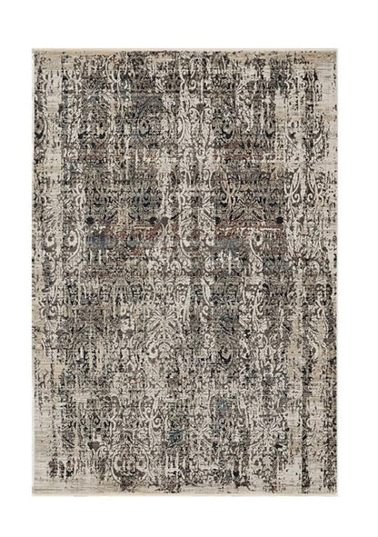 5' X 8' Gray And Tan Oriental Distressed Area Rug