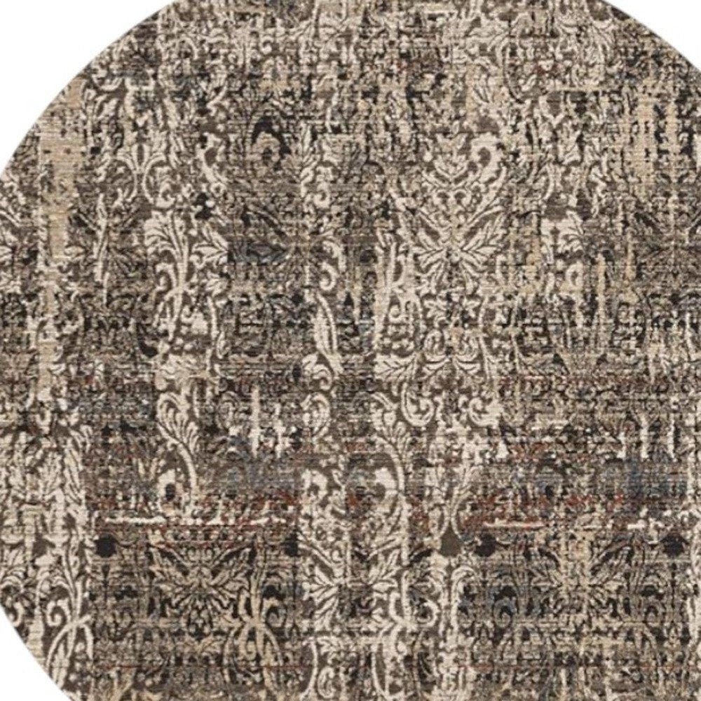 5' X 8' Gray And Tan Oriental Distressed Area Rug