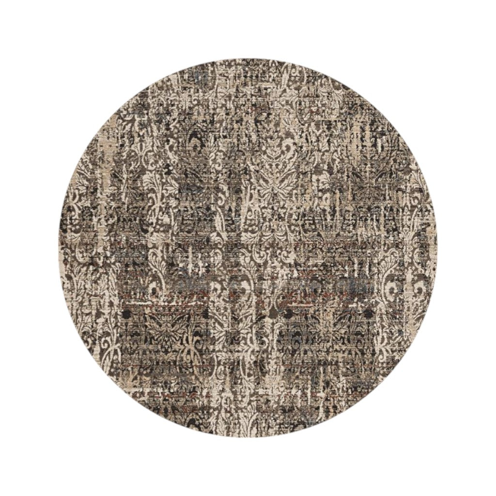 4' X 6' Gray And Tan Oriental Distressed Area Rug