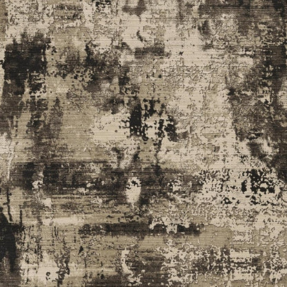 4' X 5' Charcoal Beige And Taupe Abstract Distressed Area Rug