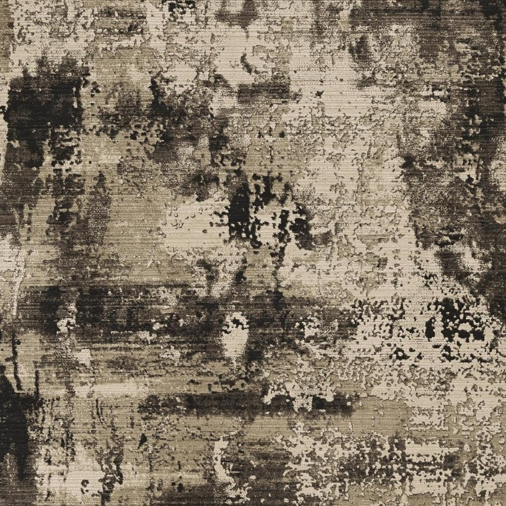 4' X 5' Charcoal Beige And Taupe Abstract Distressed Area Rug