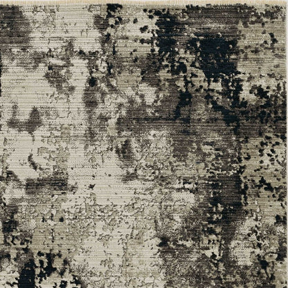4' X 5' Charcoal Beige And Taupe Abstract Distressed Area Rug