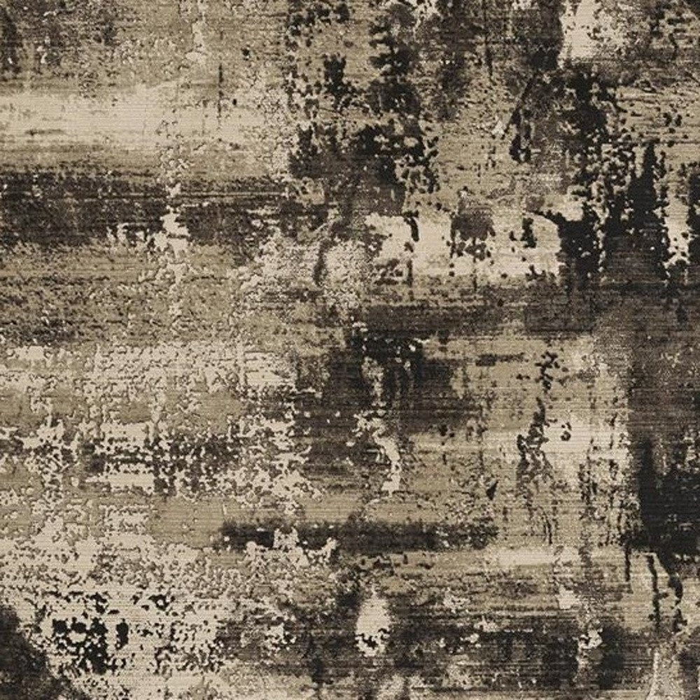 4' X 5' Charcoal Beige And Taupe Abstract Distressed Area Rug