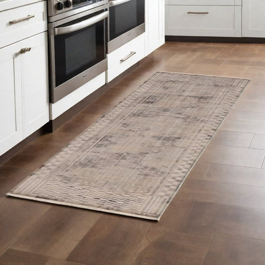 5' X 8' Beige And Brown Abstract Area Rug