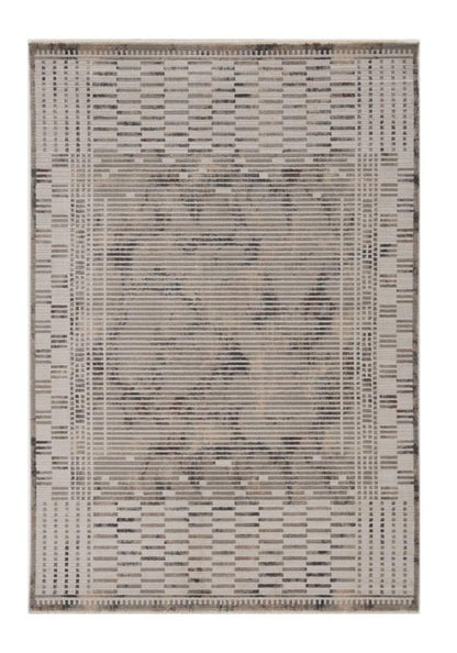 8' Beige And Brown Abstract Round Rug