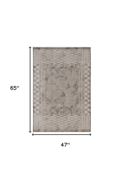 8' Beige And Brown Abstract Round Rug