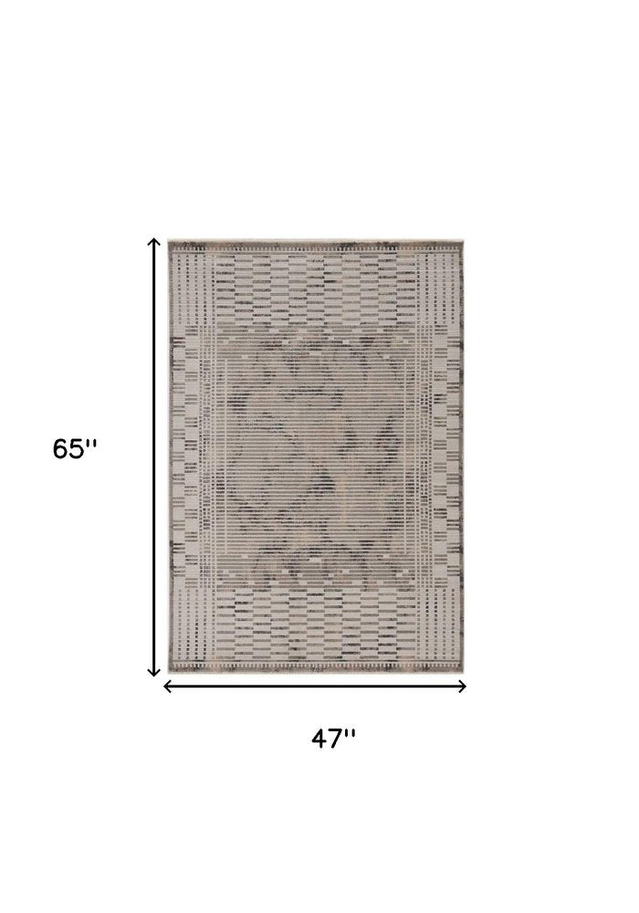 5' X 8' Beige And Brown Abstract Area Rug