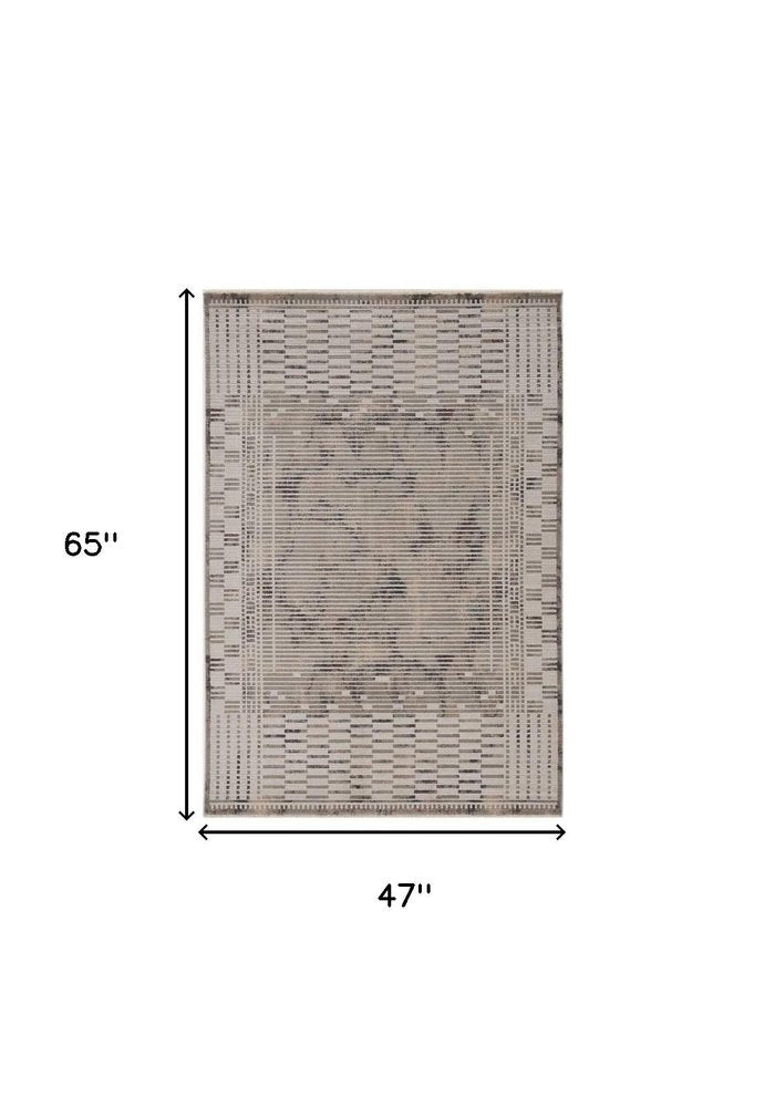 8' Beige And Brown Abstract Round Rug