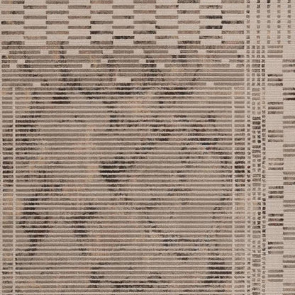 8' Beige And Brown Abstract Round Rug