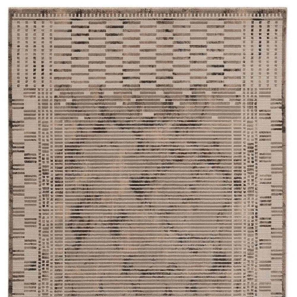8' Beige And Brown Abstract Round Rug