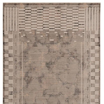 8' Beige And Brown Abstract Round Rug