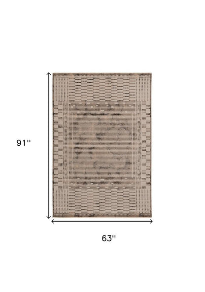 5' X 8' Beige And Brown Abstract Area Rug