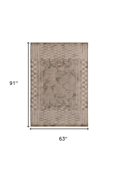4' X 6' Beige And Brown Abstract Area Rug