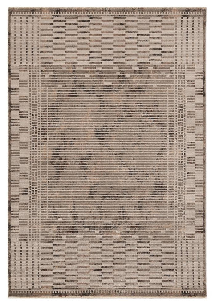5' X 8' Beige And Brown Abstract Area Rug