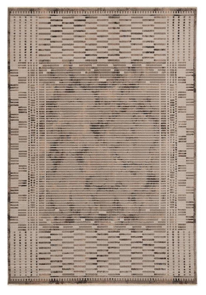 8' Beige And Brown Abstract Round Rug