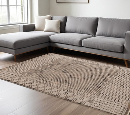 4' X 6' Beige And Brown Abstract Area Rug