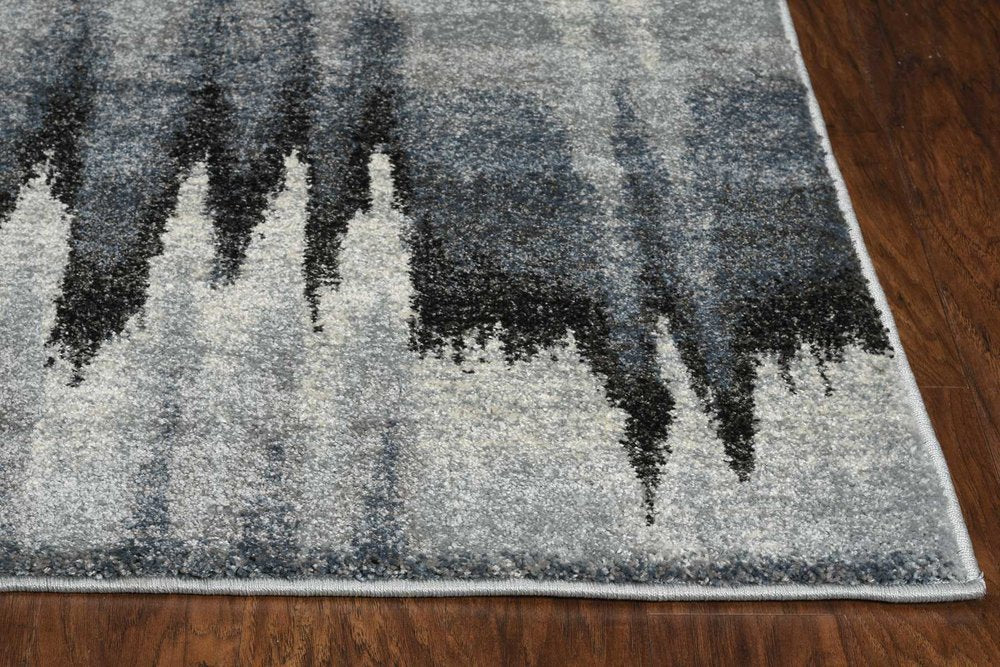 8' X 11' Ivory Blue and Gray Abstract Area Rug