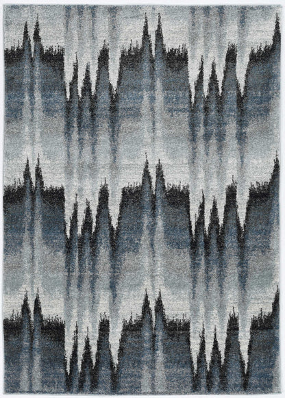 3' X 5' Blue Ivory Machine Woven Abstract Pulse Area Rug