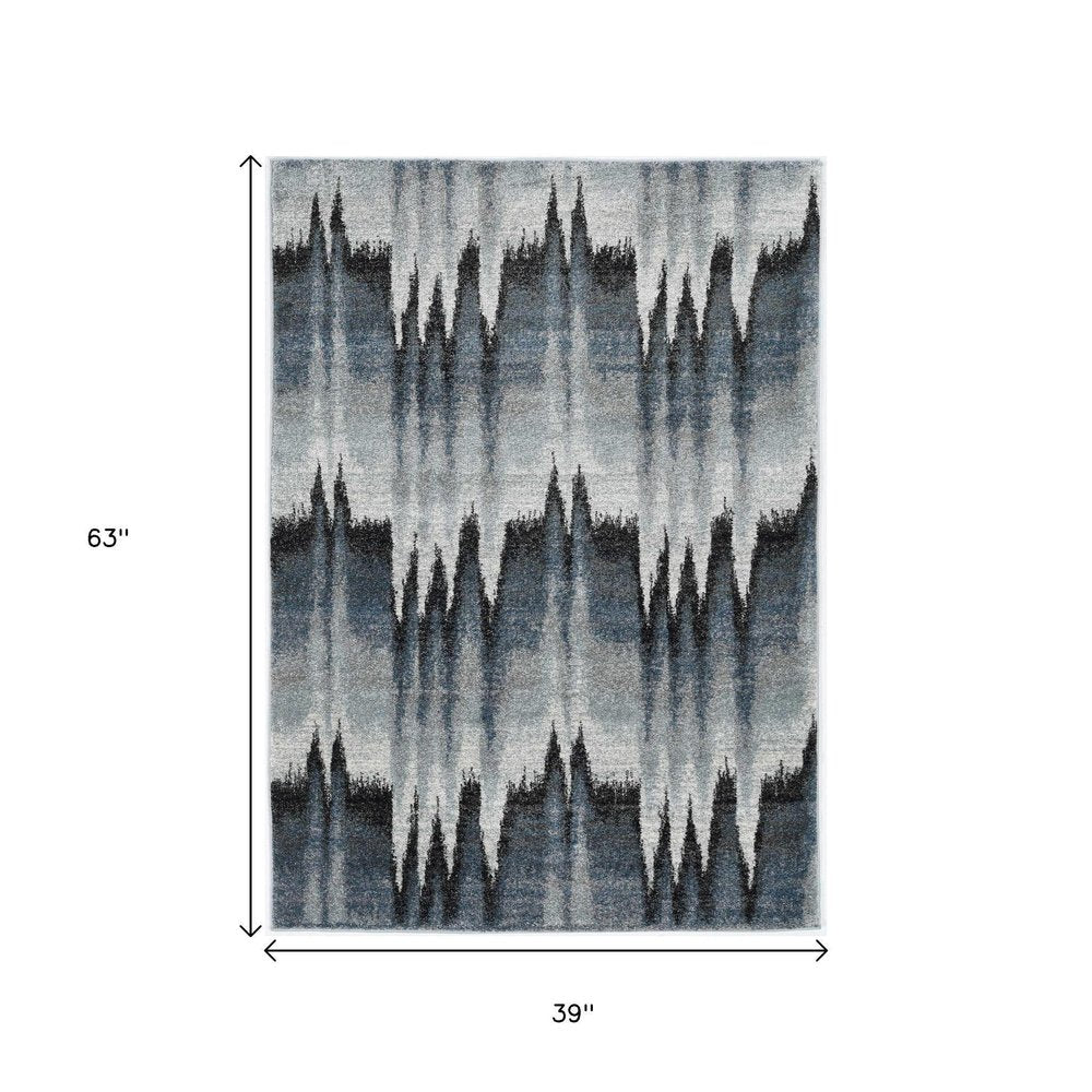 8' X 11' Ivory Blue and Gray Abstract Area Rug