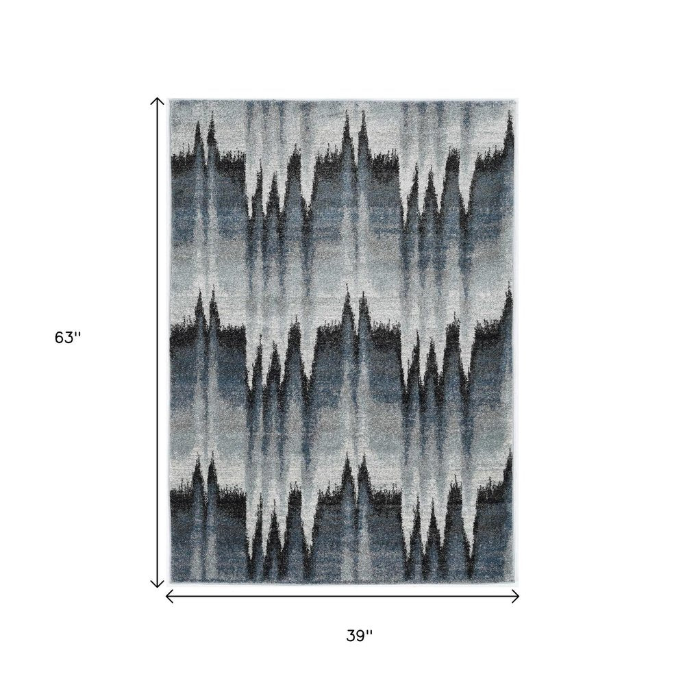 8' X 11' Ivory Blue and Gray Abstract Area Rug