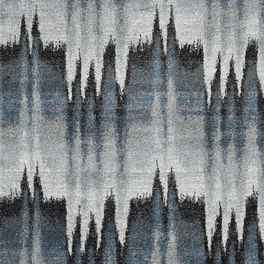 8' X 11' Ivory Blue and Gray Abstract Area Rug