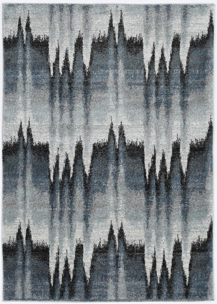 8' X 11' Ivory Blue and Gray Abstract Area Rug