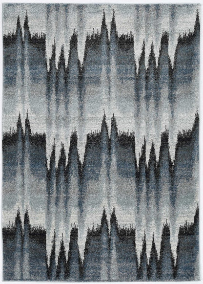 8' X 11' Ivory Blue and Gray Abstract Area Rug