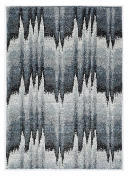 3' X 5' Blue Ivory Machine Woven Abstract Pulse Area Rug