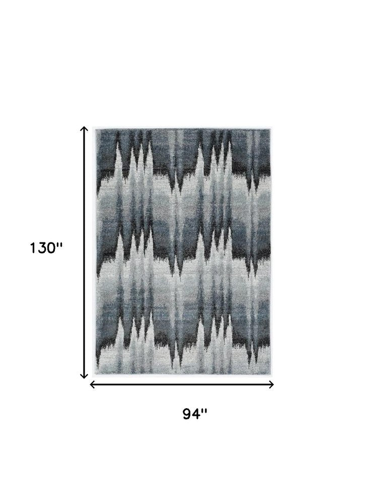 8' X 11' Ivory Blue and Gray Abstract Area Rug