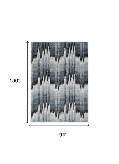 8' X 11' Ivory Blue and Gray Abstract Area Rug