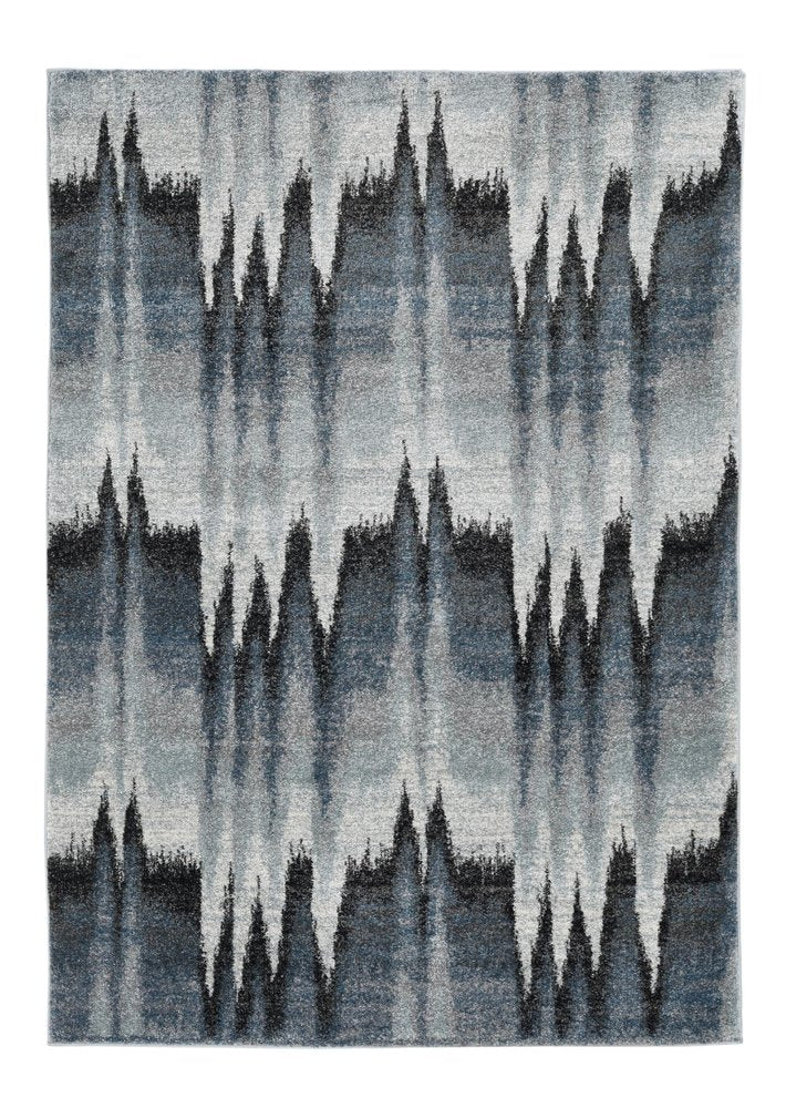 8' X 11' Ivory Blue and Gray Abstract Area Rug