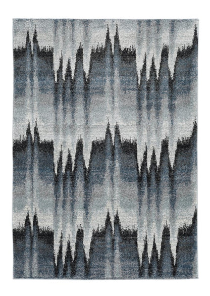8' X 11' Ivory Blue and Gray Abstract Area Rug