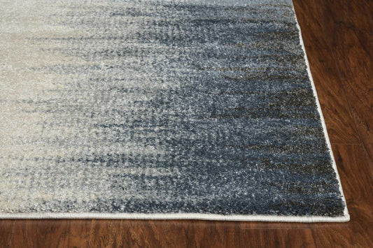 5' X 8' Ivory Or Blue Gradient Bordered Indoor Area Rug