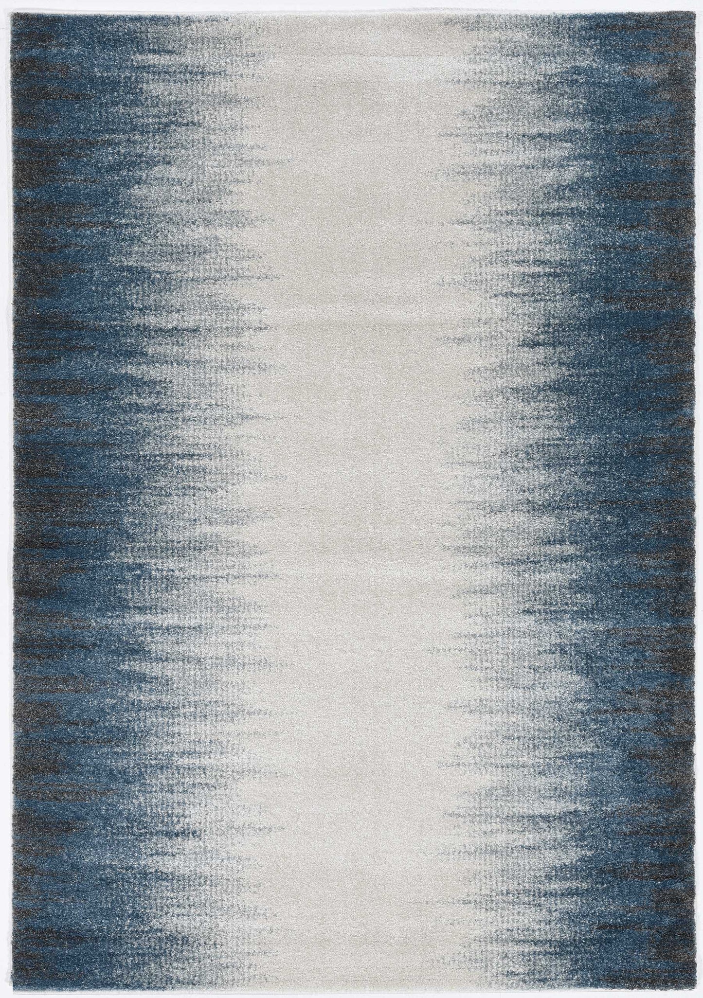 5' X 8' Ivory Or Blue Gradient Bordered Indoor Area Rug