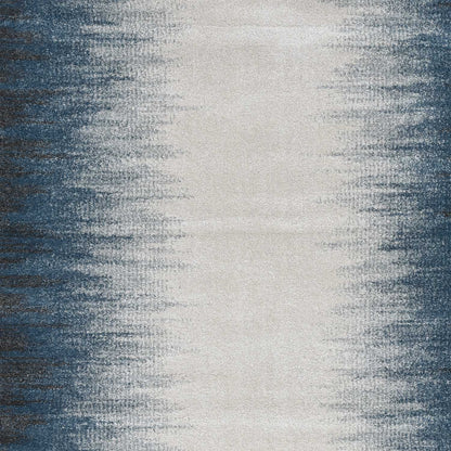 5' X 8' Ivory Or Blue Gradient Bordered Indoor Area Rug