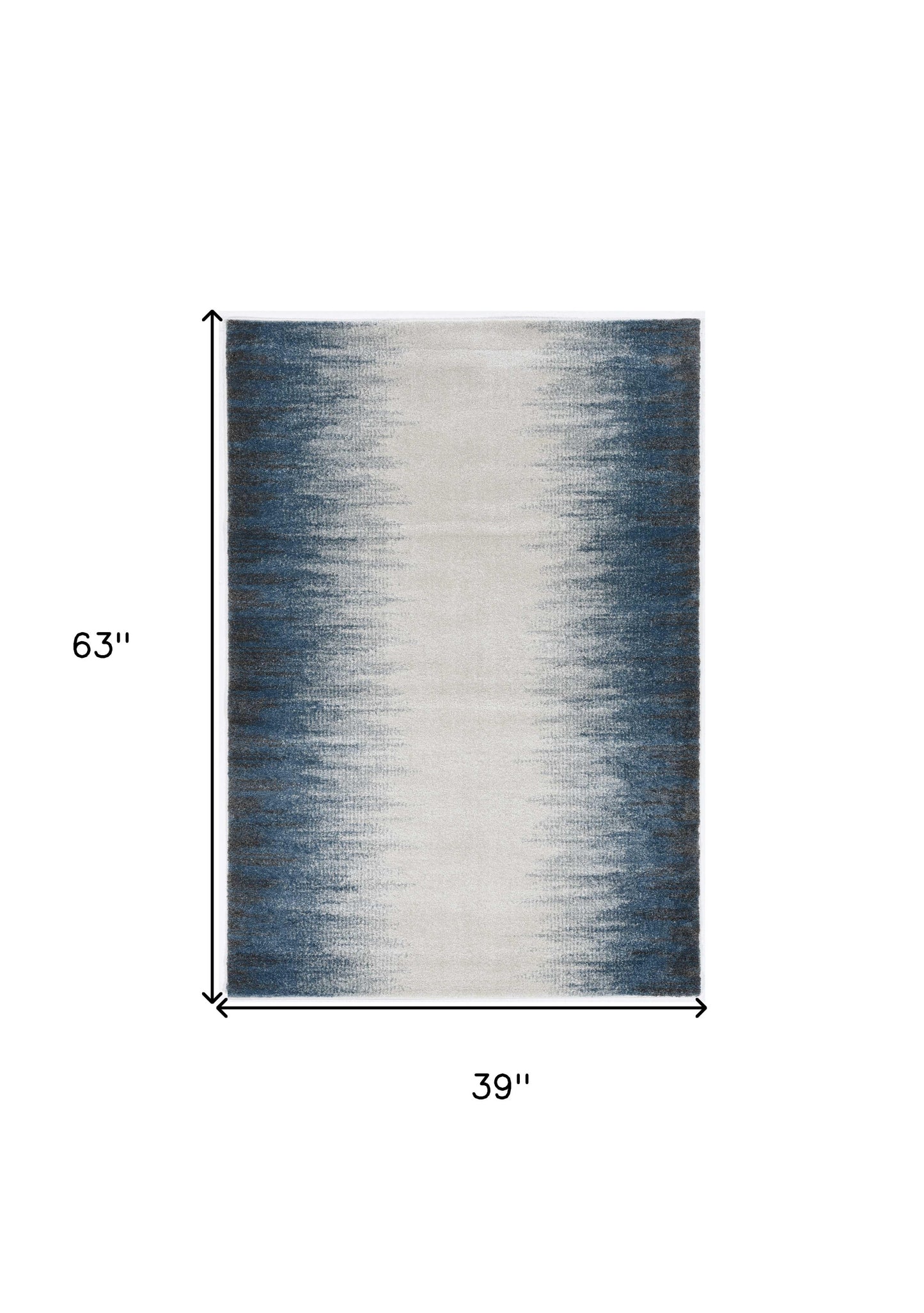 5' X 8' Ivory Or Blue Gradient Bordered Indoor Area Rug