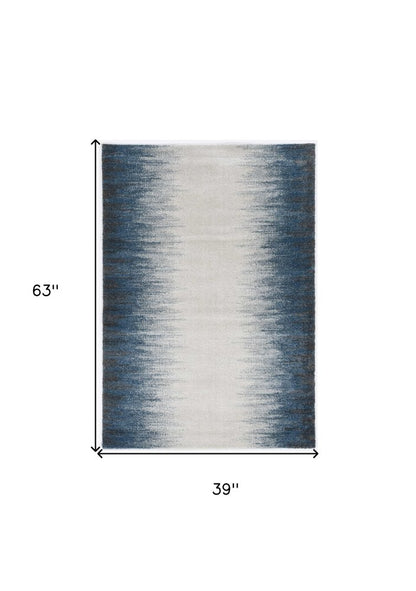 5' X 8' Ivory And Blue Abstract Area Rug